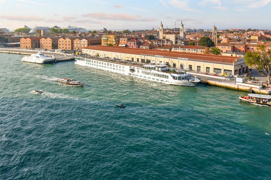 River ships along a French quay